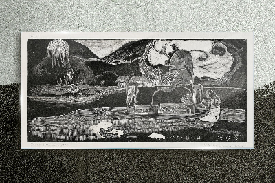 Tableau sur verre Paysage avec figure et nature