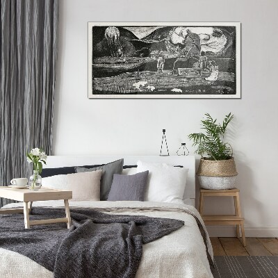 Tableau sur verre Paysage avec figure et nature