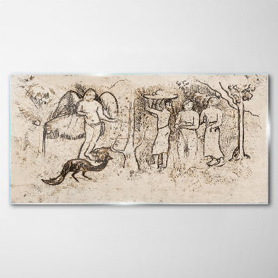 Tableau photo sur verre Scènes mythologiques avec un ange et des animaux