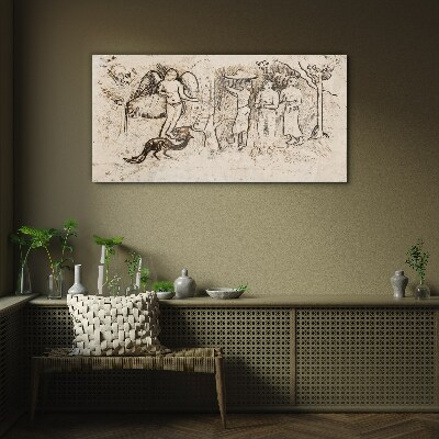 Tableau photo sur verre Scènes mythologiques avec un ange et des animaux