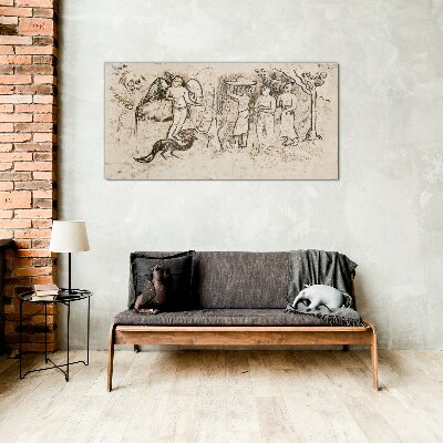 Tableau photo sur verre Scènes mythologiques avec un ange et des animaux