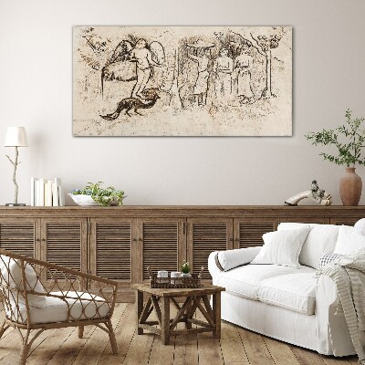 Tableau photo sur verre Scènes mythologiques avec un ange et des animaux
