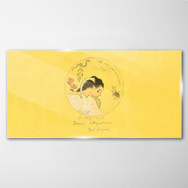 Tableau en verre Portrait d'une femme sur fond jaune