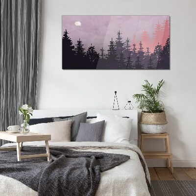 Tableau en verre Coucher de soleil dans la forêt