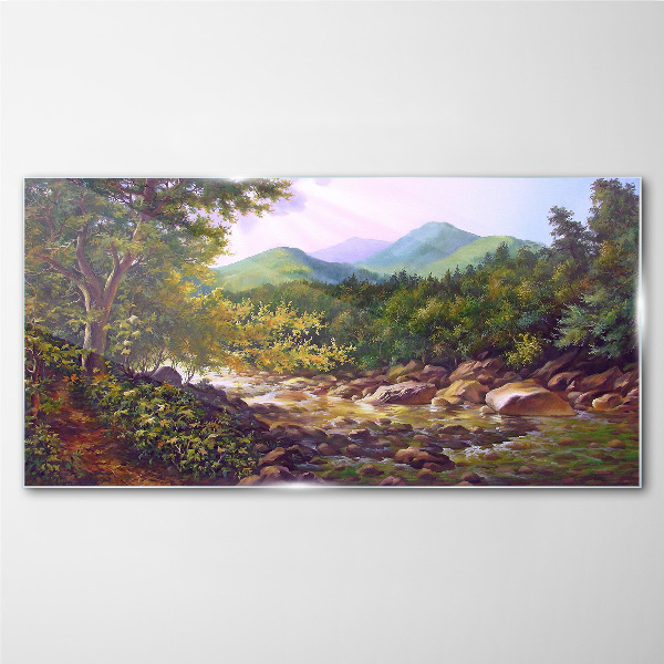 Tableau sur verre Paysage de montagne paisible