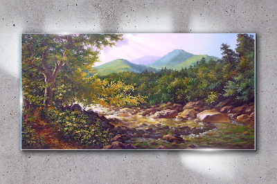 Tableau sur verre Paysage de montagne paisible