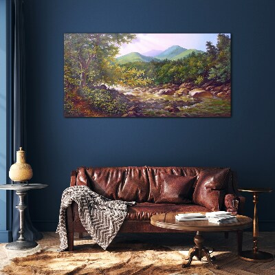Tableau sur verre Paysage de montagne paisible