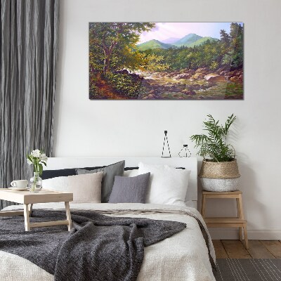 Tableau sur verre Paysage de montagne paisible