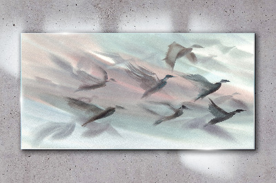 Tableau verre imprimé Vol d'oiseaux dans une aura pastel