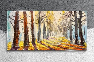 Tableau photo sur verre Allée d'arbres d'automne