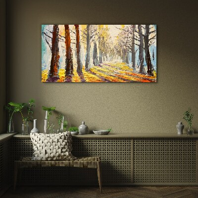 Tableau photo sur verre Allée d'arbres d'automne