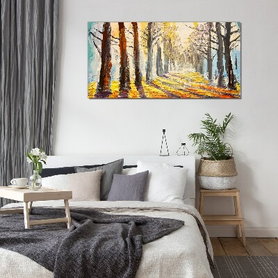 Tableau photo sur verre Allée d'arbres d'automne