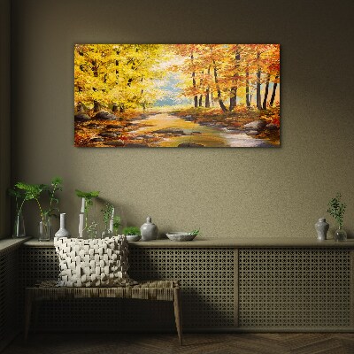 Tableau en verre Paysage d'automne avec une rivière