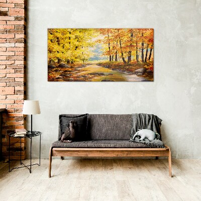 Tableau en verre Paysage d'automne avec une rivière