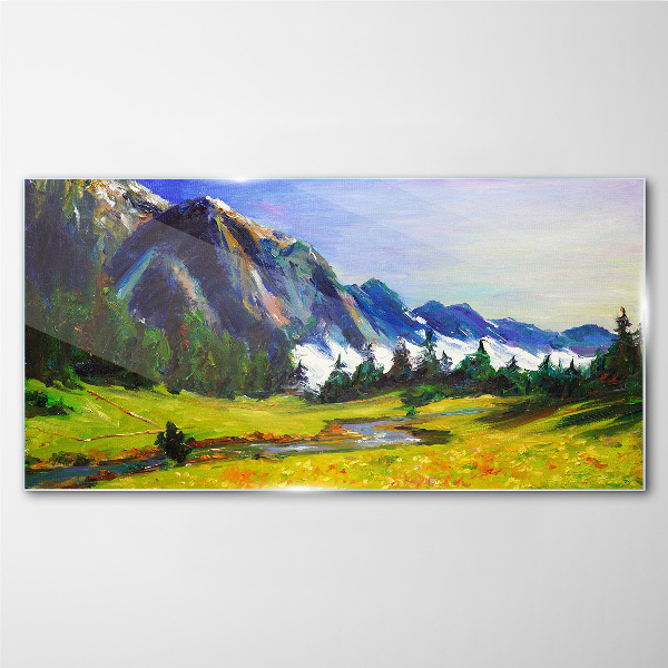 Tableau photo sur verre Paysage de montagne aux couleurs printanières