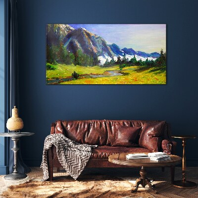 Tableau photo sur verre Paysage de montagne aux couleurs printanières