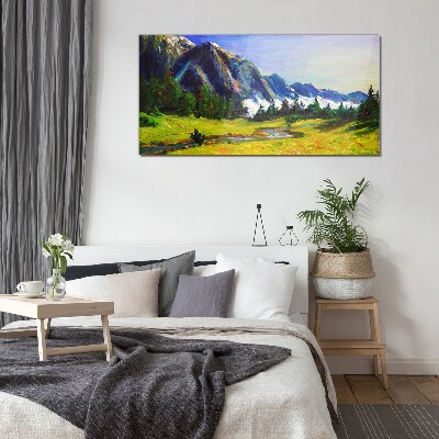 Tableau photo sur verre Paysage de montagne aux couleurs printanières
