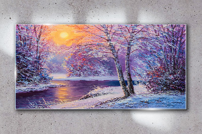 Tableau en verre Paysage d'hiver au matin