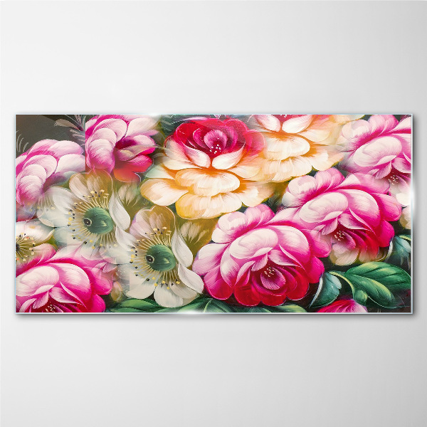 Tableau sur verre floraison des fleurs