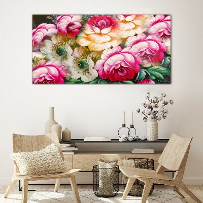 Tableau sur verre floraison des fleurs