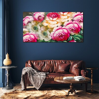 Tableau sur verre floraison des fleurs