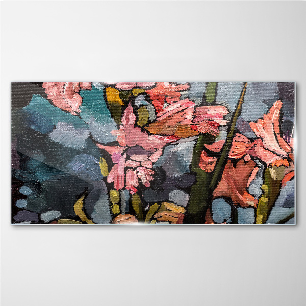 Tableau imprimé sur verre Un paysage floral aux tons roses
