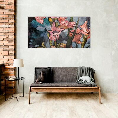 Tableau imprimé sur verre Un paysage floral aux tons roses