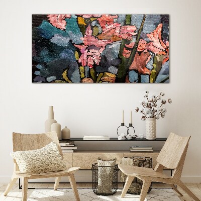Tableau imprimé sur verre Un paysage floral aux tons roses