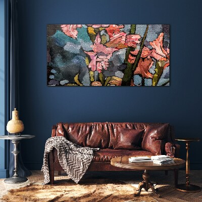 Tableau imprimé sur verre Un paysage floral aux tons roses