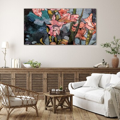 Tableau imprimé sur verre Un paysage floral aux tons roses