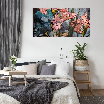 Tableau imprimé sur verre Un paysage floral aux tons roses