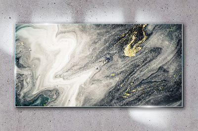 Tableau photo sur verre Des traînées dorées dans les profondeurs de la mer