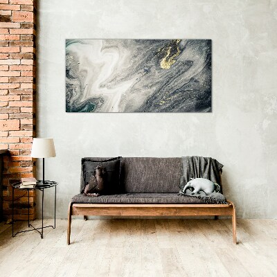 Tableau photo sur verre Des traînées dorées dans les profondeurs de la mer