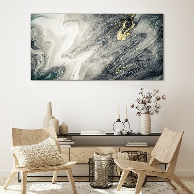 Tableau photo sur verre Des traînées dorées dans les profondeurs de la mer