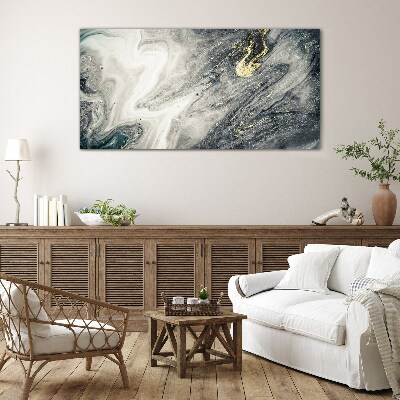 Tableau photo sur verre Des traînées dorées dans les profondeurs de la mer