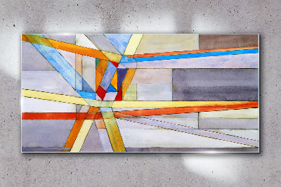 Tableau en verre La géométrie des lignes colorées