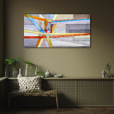 Tableau en verre La géométrie des lignes colorées