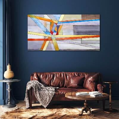 Tableau en verre La géométrie des lignes colorées