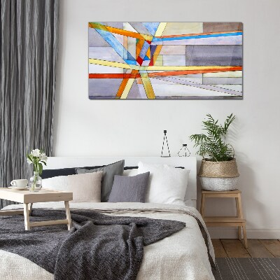Tableau en verre La géométrie des lignes colorées