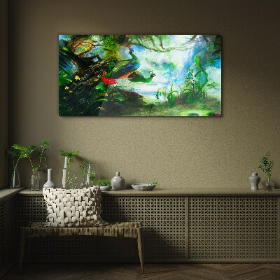 Tableau imprimé sur verre Le monde mystérieux des oiseaux paons