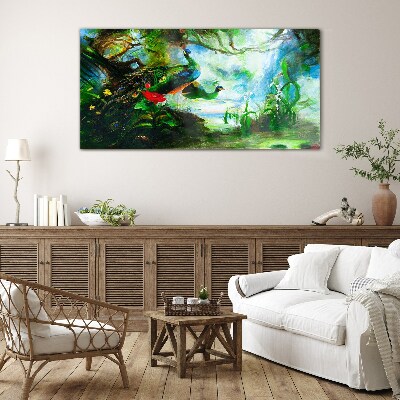 Tableau imprimé sur verre Le monde mystérieux des oiseaux paons
