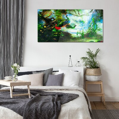 Tableau imprimé sur verre Le monde mystérieux des oiseaux paons