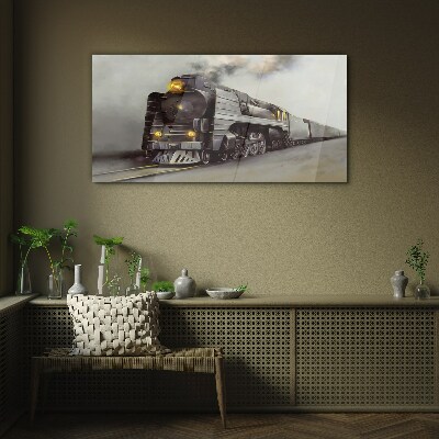 Tableau photo sur verre Une locomotive à vapeur en route vers le passé