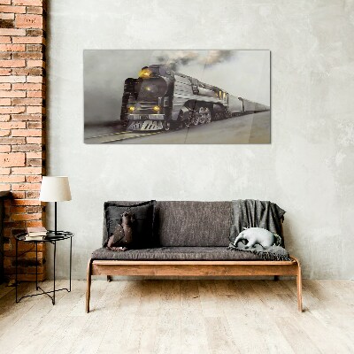 Tableau photo sur verre Une locomotive à vapeur en route vers le passé