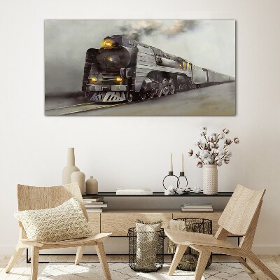 Tableau photo sur verre Une locomotive à vapeur en route vers le passé