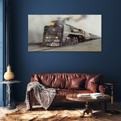 Tableau photo sur verre Une locomotive à vapeur en route vers le passé