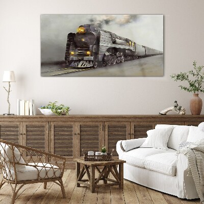 Tableau photo sur verre Une locomotive à vapeur en route vers le passé