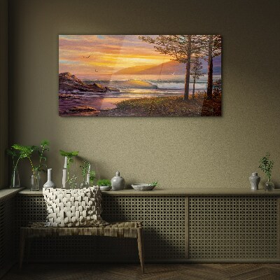 Tableau en verre Coucher de soleil sur le bord de mer