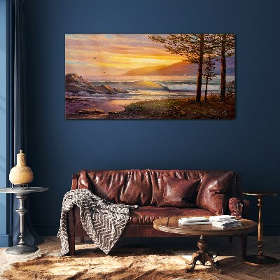 Tableau en verre Coucher de soleil sur le bord de mer