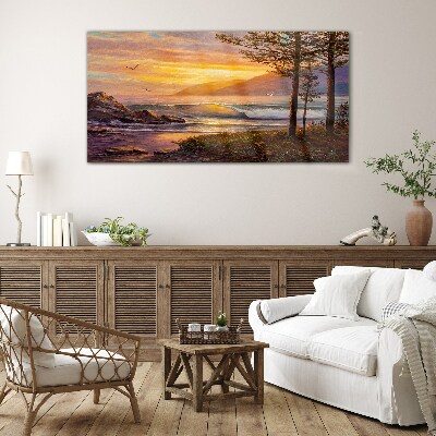 Tableau en verre Coucher de soleil sur le bord de mer